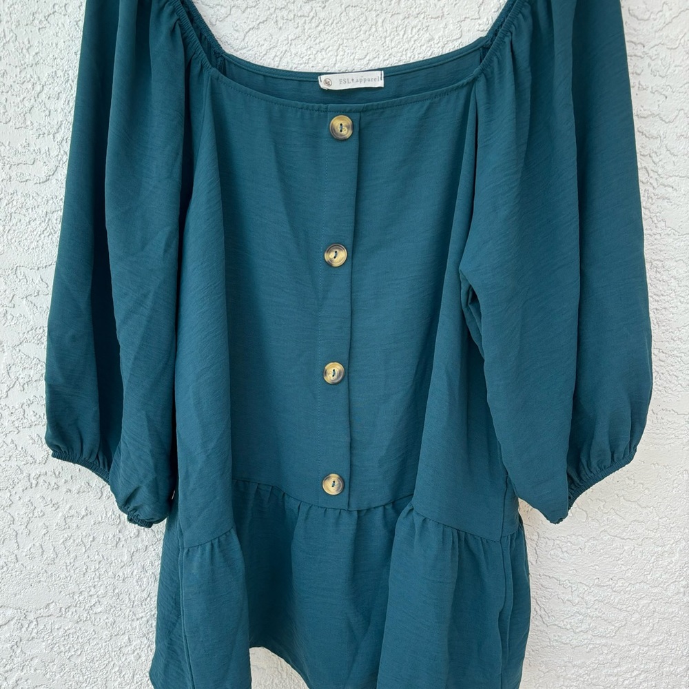 Transition into Fall! Dark Teal Peplum style blouse